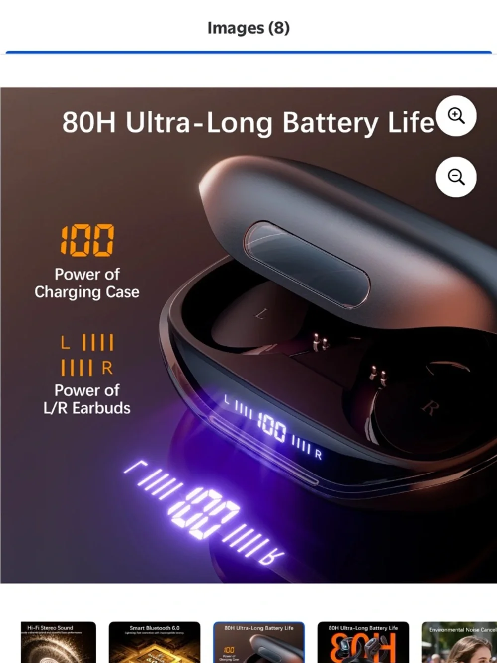 Wireless Black Bluetooth Sports Earbuds with Charging Case